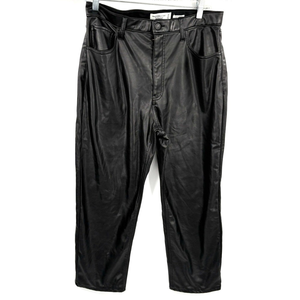 Abercrombie & Fitch Ultra High Rise Ankle Straight Vegan Leather Pant 31 12S